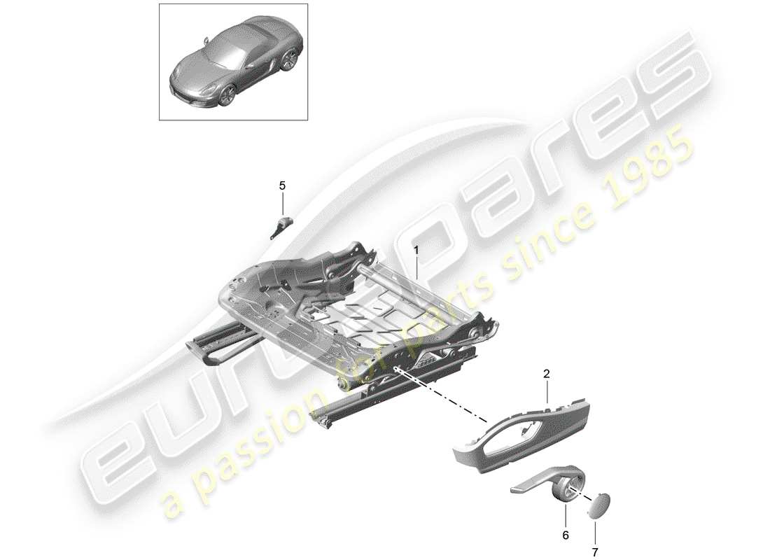 porsche boxster 981 (2015) seat frame part diagram