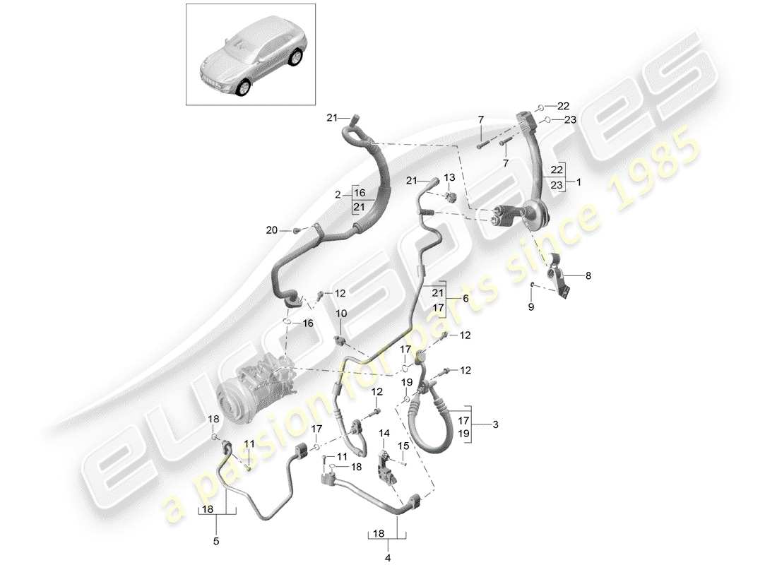 porsche macan (2016) refrigerant circuit part diagram