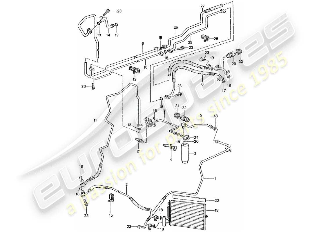 porsche 996 gt3 (2004) refrigerant circuit part diagram