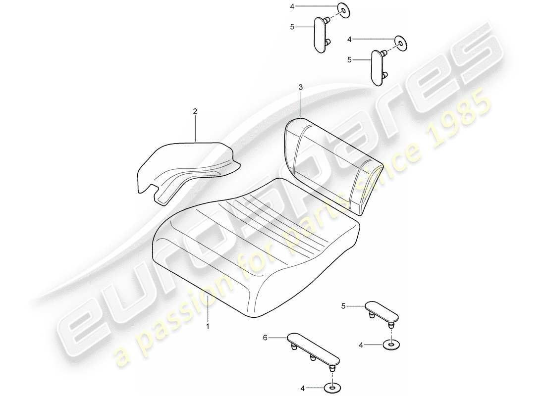 porsche 997 (2007) back seat cushion part diagram