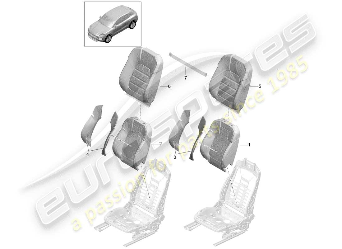 porsche macan (2019) foam part part diagram