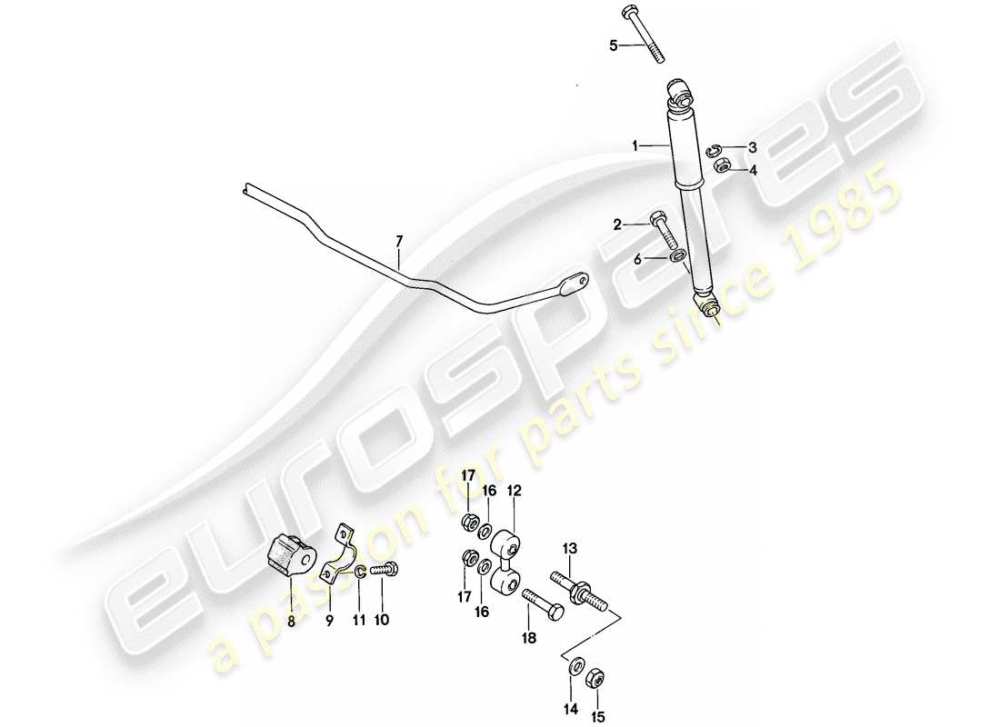 porsche 924s (1988) vibration damper - stabilizer part diagram