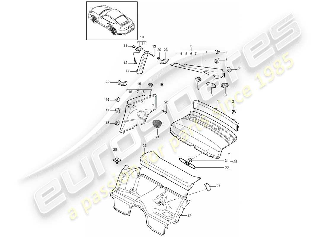 porsche 911 t/gt2rs (2012) trims part diagram