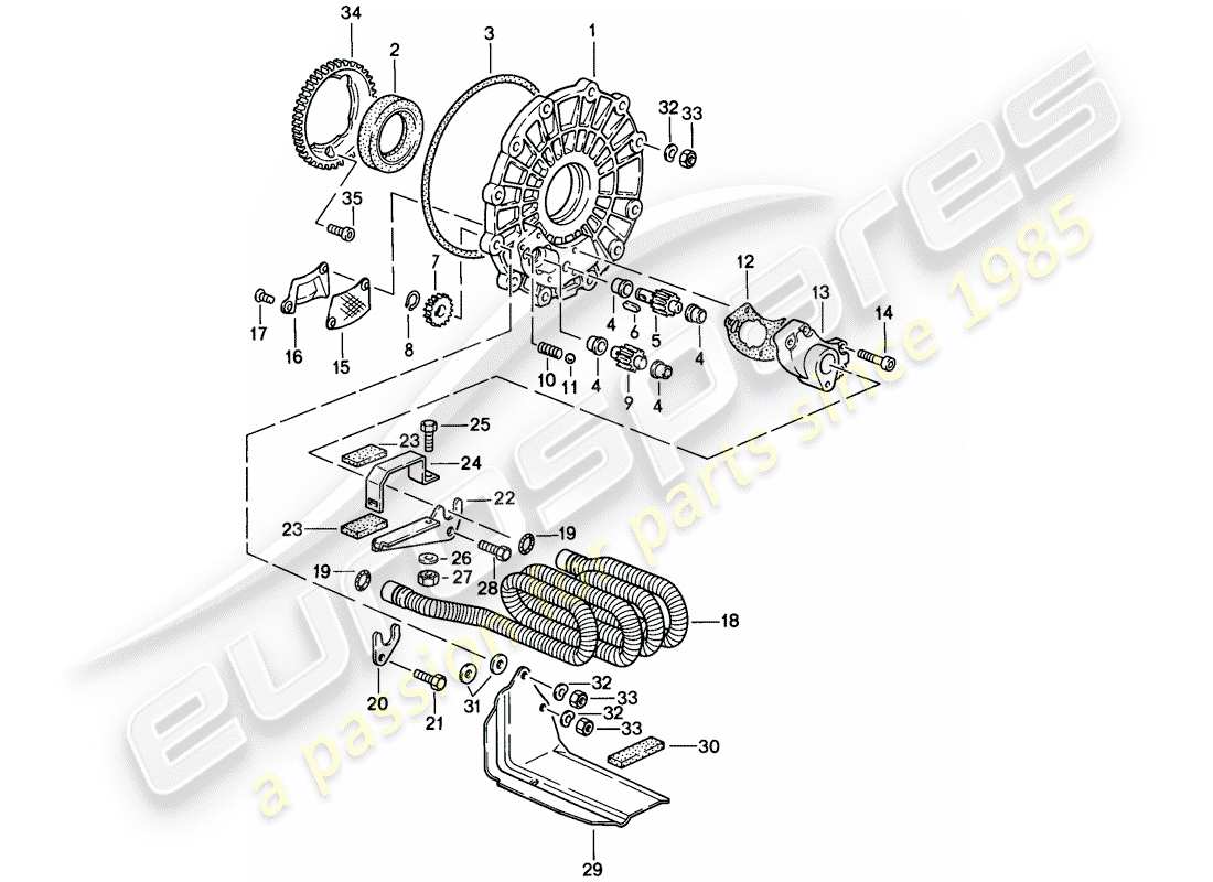 porsche 911 (1986) oil pump - and - oil cooling - for - transmission part diagram