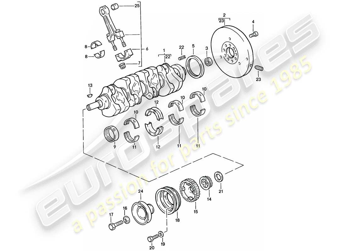 porsche 924s (1987) crankshaft - connecting rod part diagram