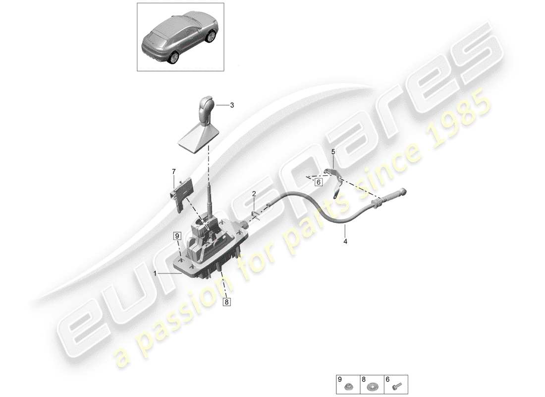 porsche macan (2020) selector lever part diagram