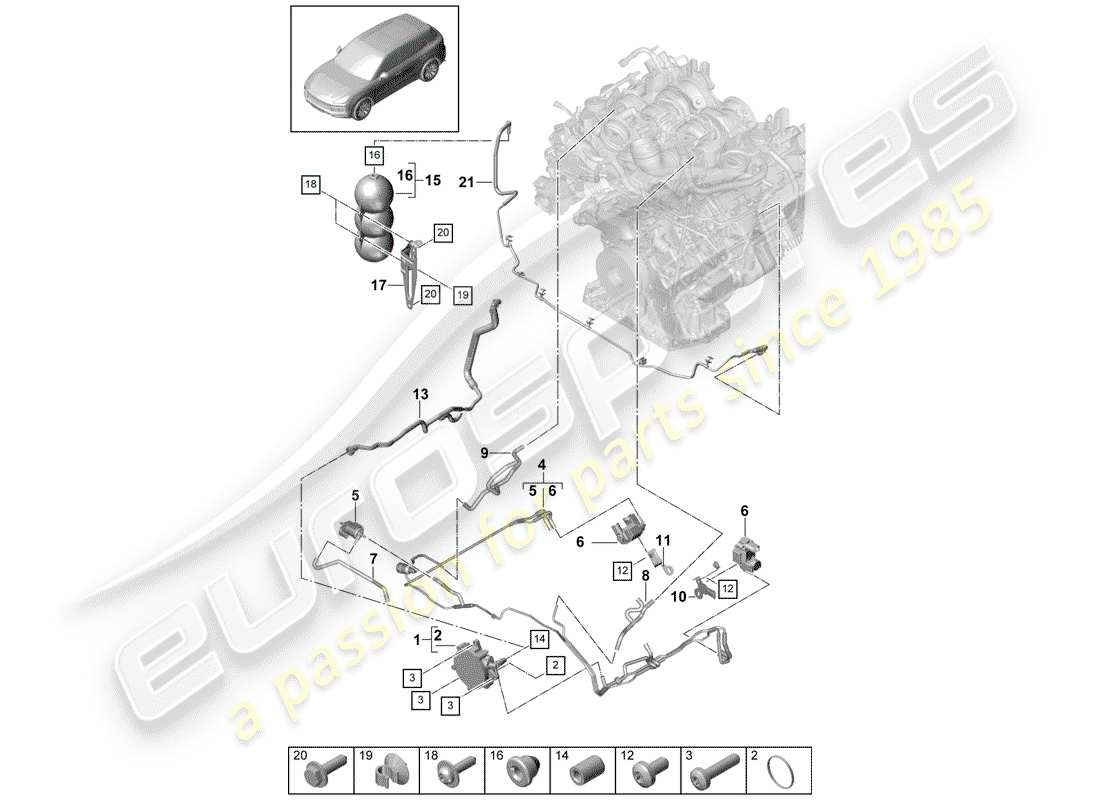 porsche cayenne e3 (2019) vacuum system part diagram