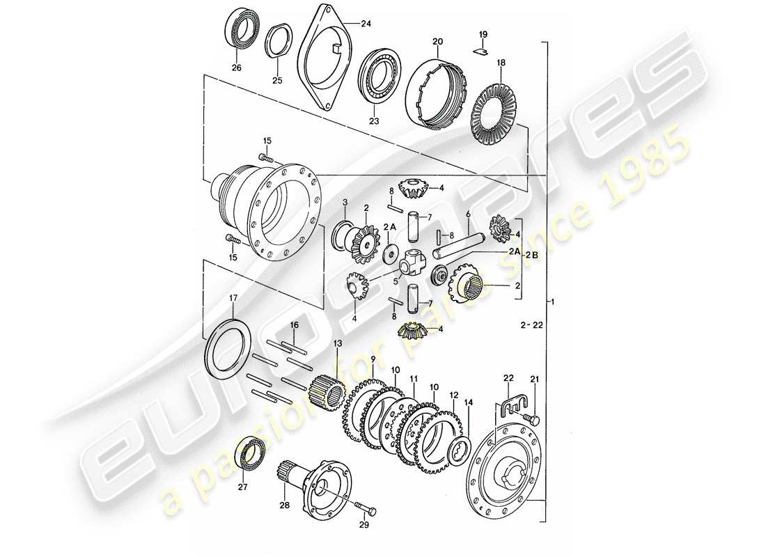 porsche 959 (1988) differential - rear axle part diagram