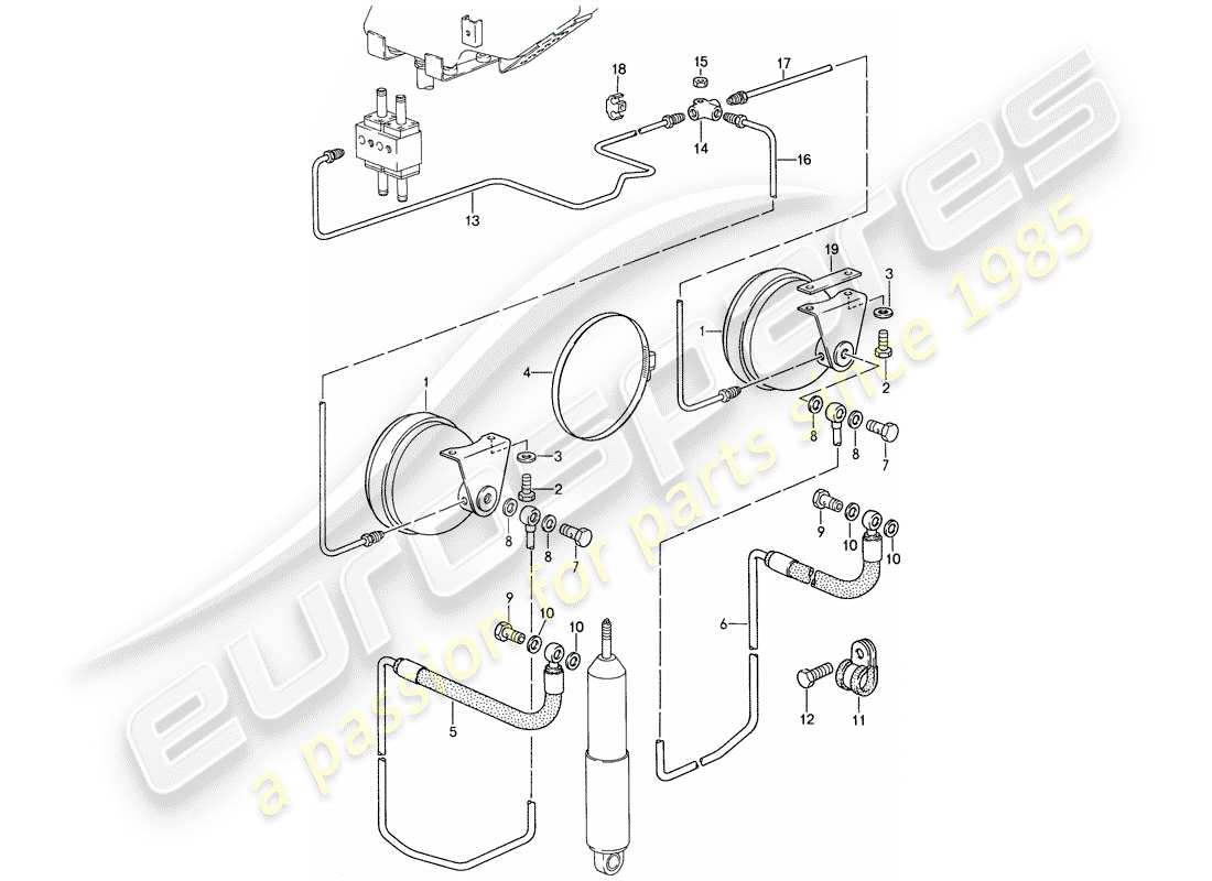 porsche 959 (1988) self levelling system - lines part diagram