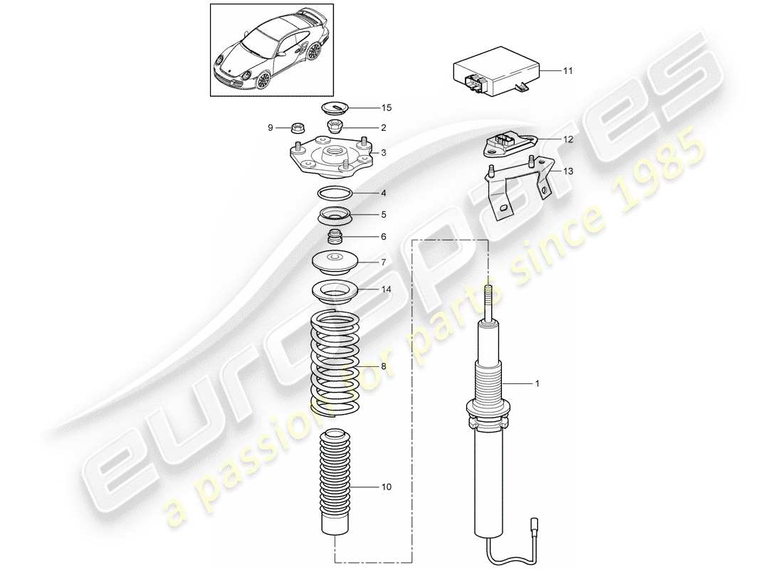 porsche 911 t/gt2rs (2013) suspension part diagram