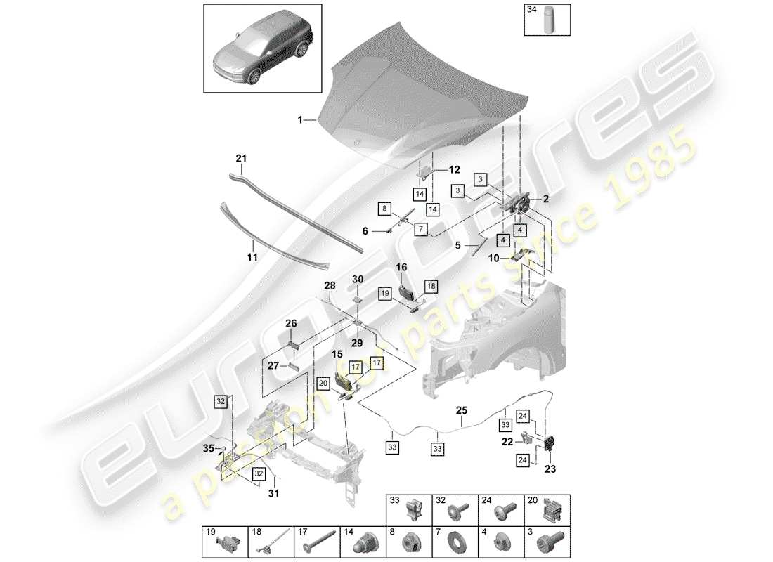 porsche cayenne e3 (2019) cover part diagram