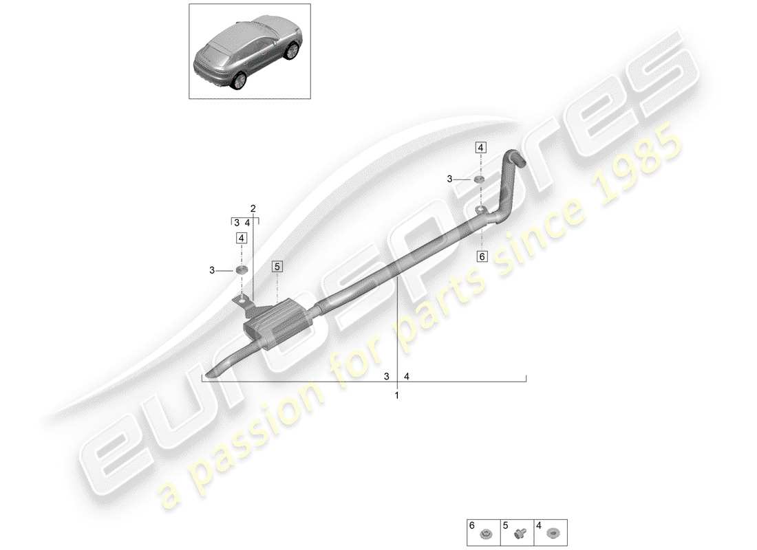 porsche macan (2019) exhaust system part diagram