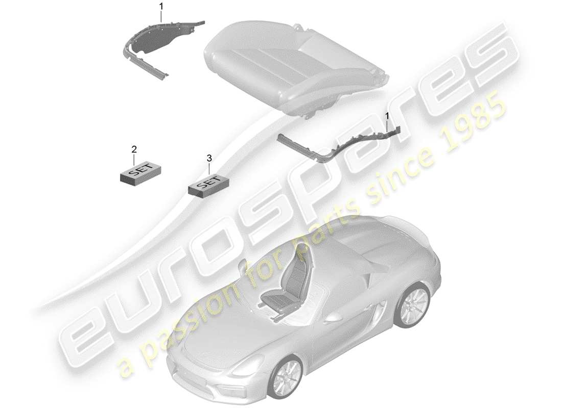 porsche boxster spyder (2016) padding for seat part diagram