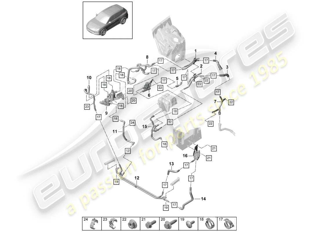 porsche cayenne e3 (2019) heater part diagram