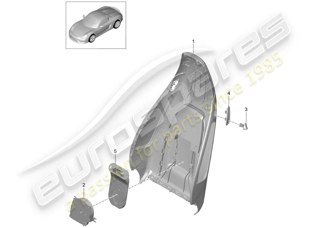 porsche boxster spyder (2016) backrest shell part diagram