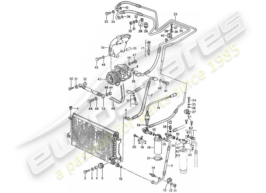 porsche 968 (1992) refrigerant circuit part diagram