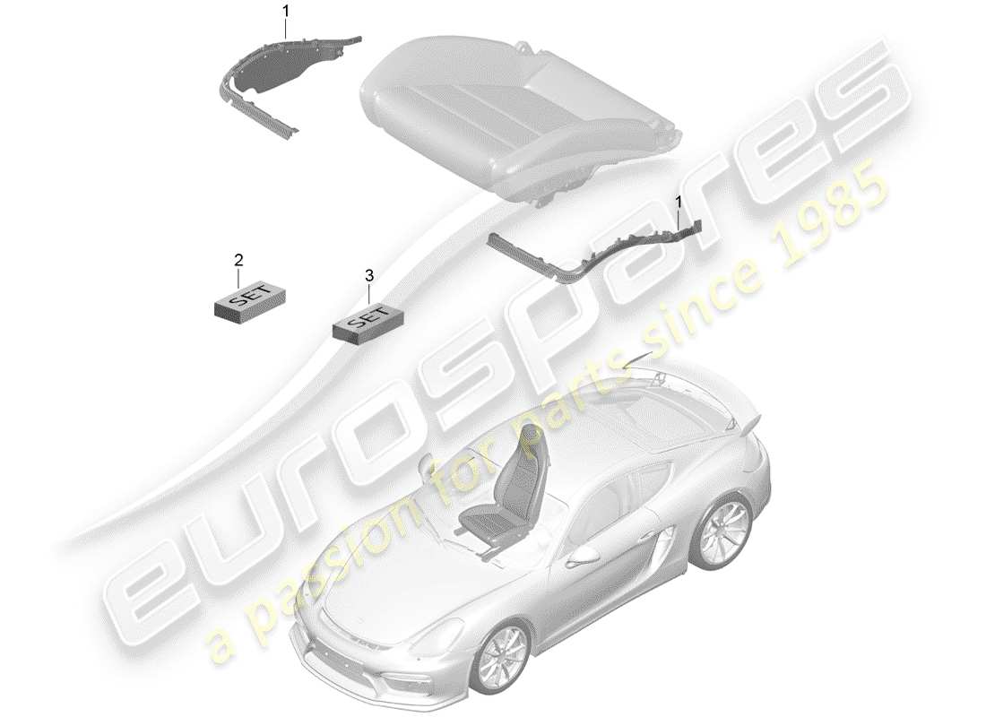 porsche cayman gt4 (2016) padding for seat part diagram