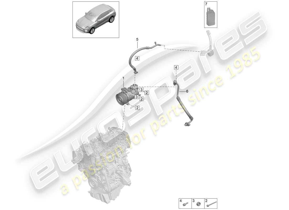 porsche macan (2019) air conditioner compressor part diagram