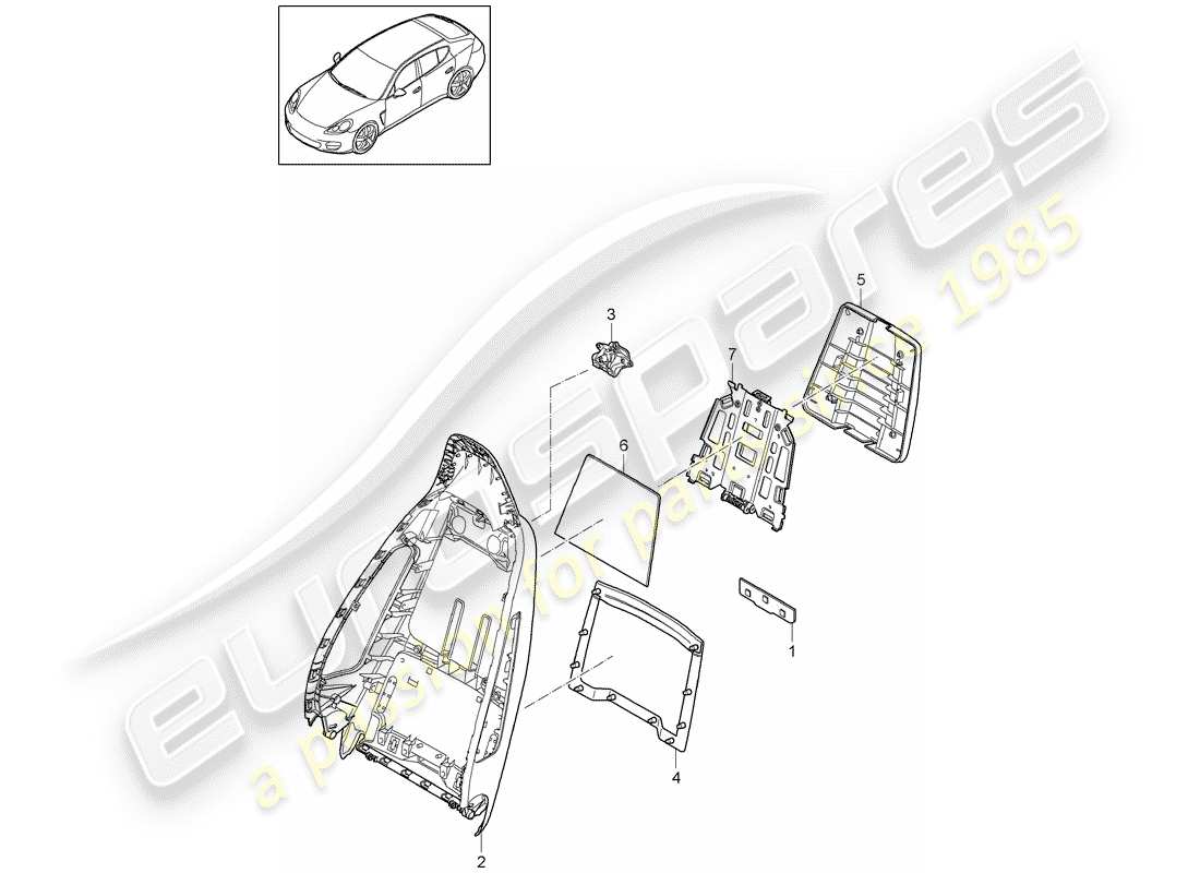 porsche panamera 970 (2010) backrest frame part diagram