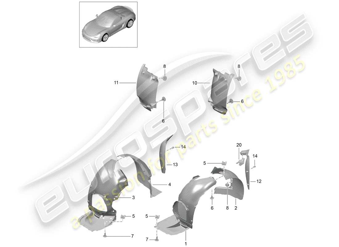 porsche boxster spyder (2016) trims part diagram