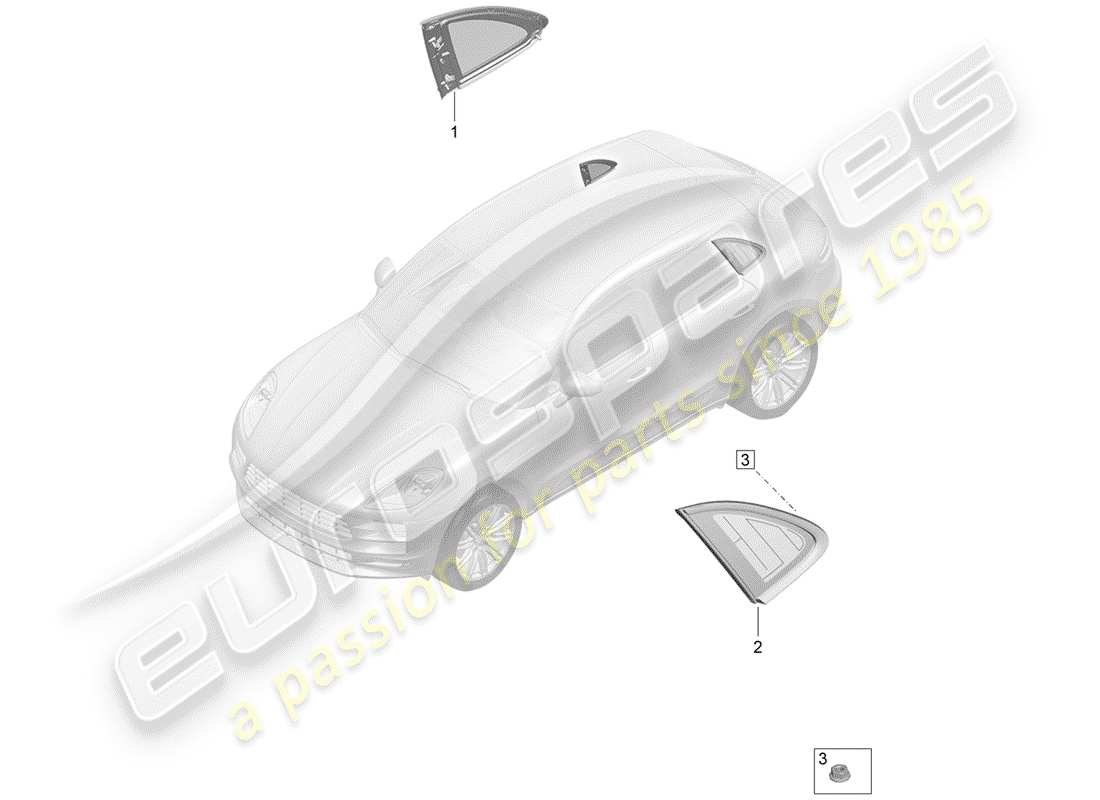 porsche macan (2019) side window (fixed) part diagram