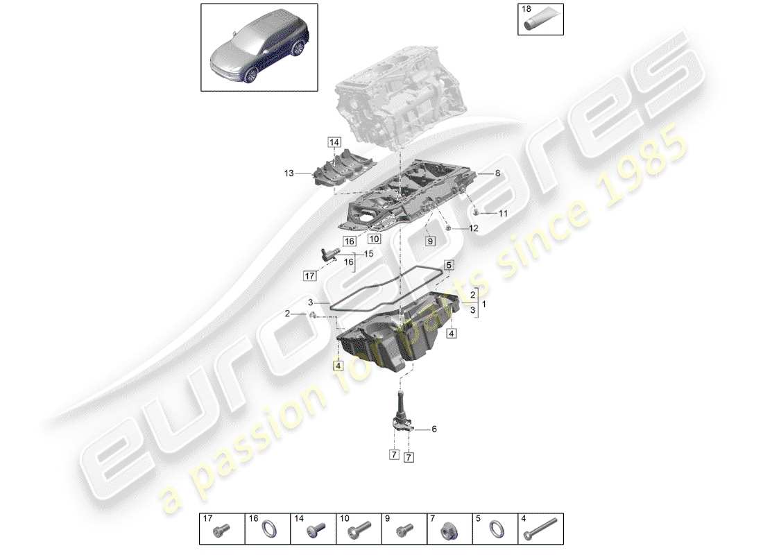 porsche cayenne e3 (2019) oil-conducting housing part diagram