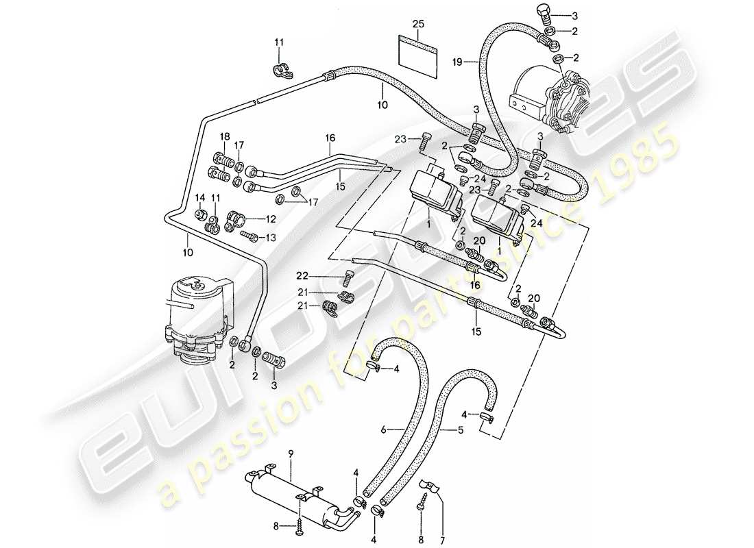 porsche 959 (1988) supercharging 3 part diagram