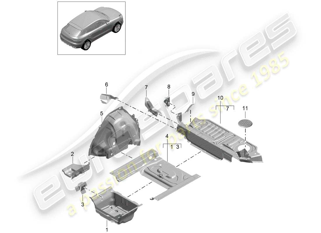 porsche macan (2019) floor pan part diagram