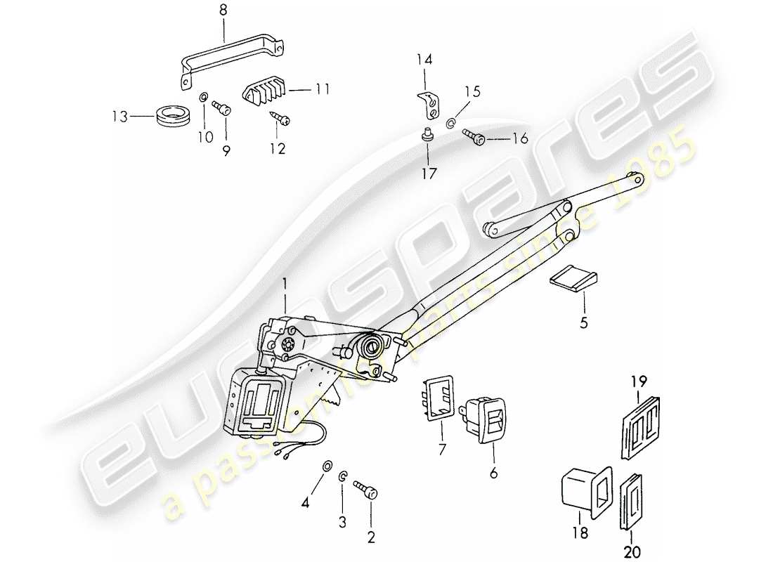 porsche 911 (1970) window regulator - electric part diagram