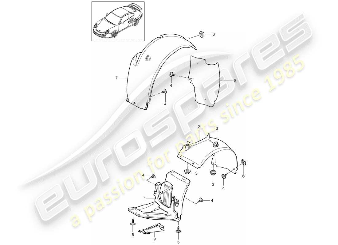 porsche 911 t/gt2rs (2011) trims part diagram