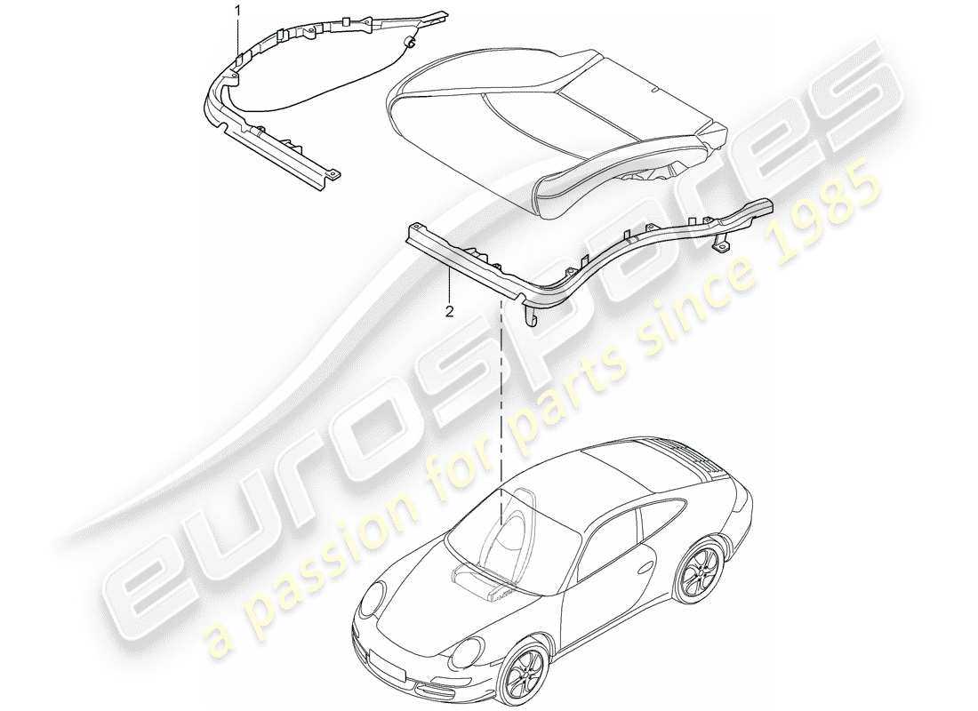 porsche 911 t/gt2rs (2011) cushion carrier part diagram