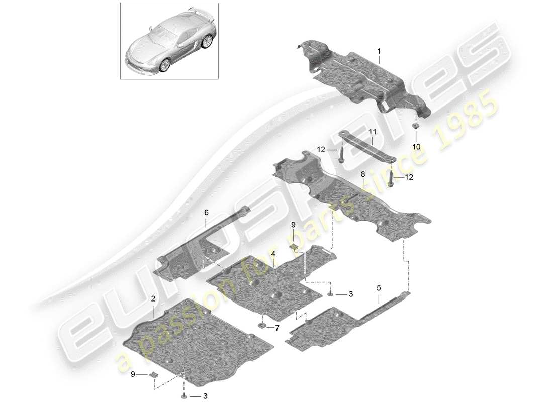 porsche cayman gt4 (2016) lining part diagram