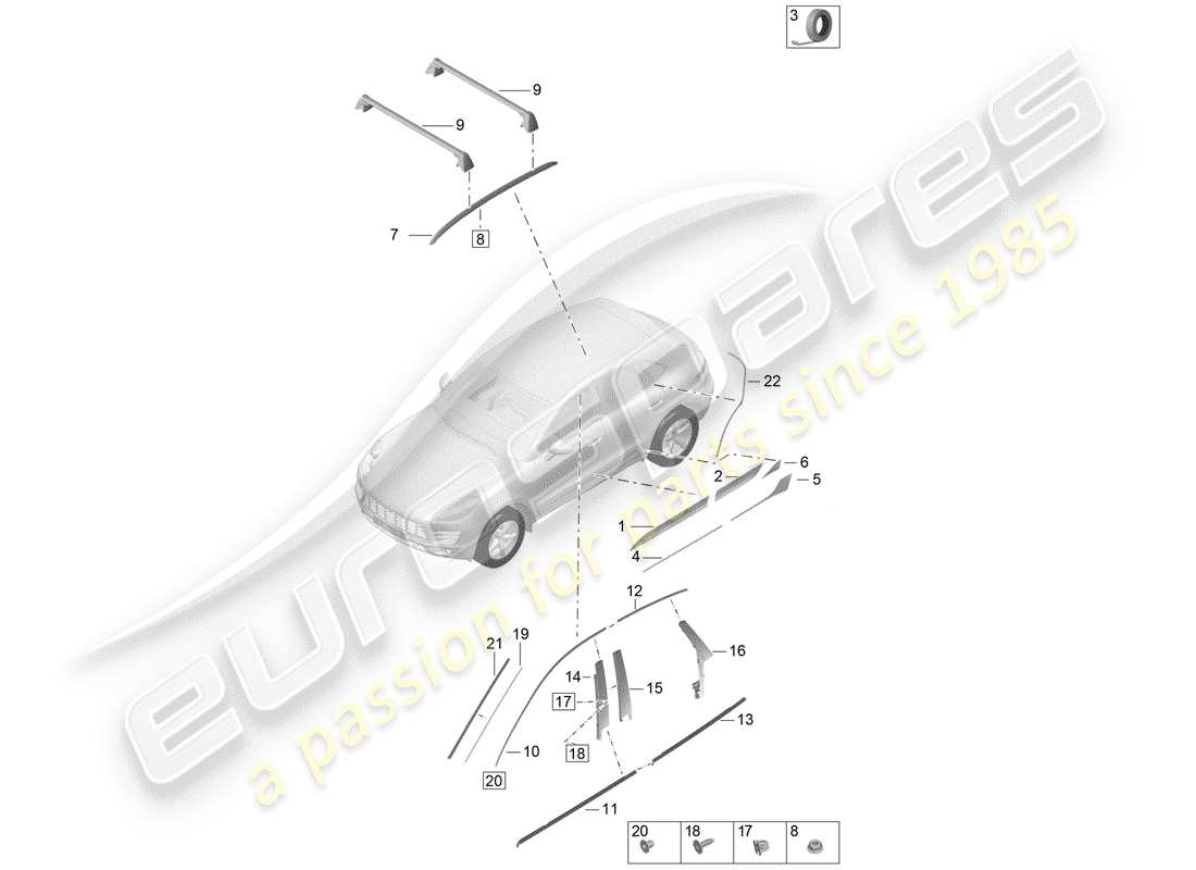 porsche macan (2019) bezel part diagram