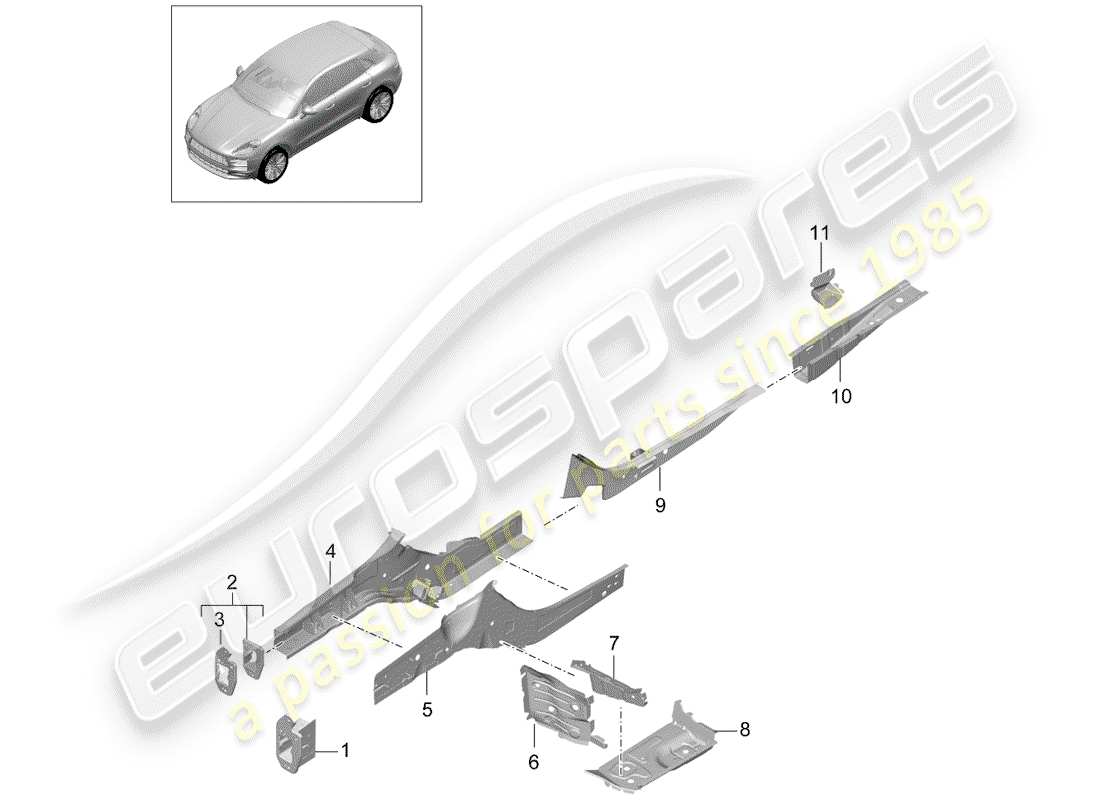 porsche macan (2019) front end part diagram