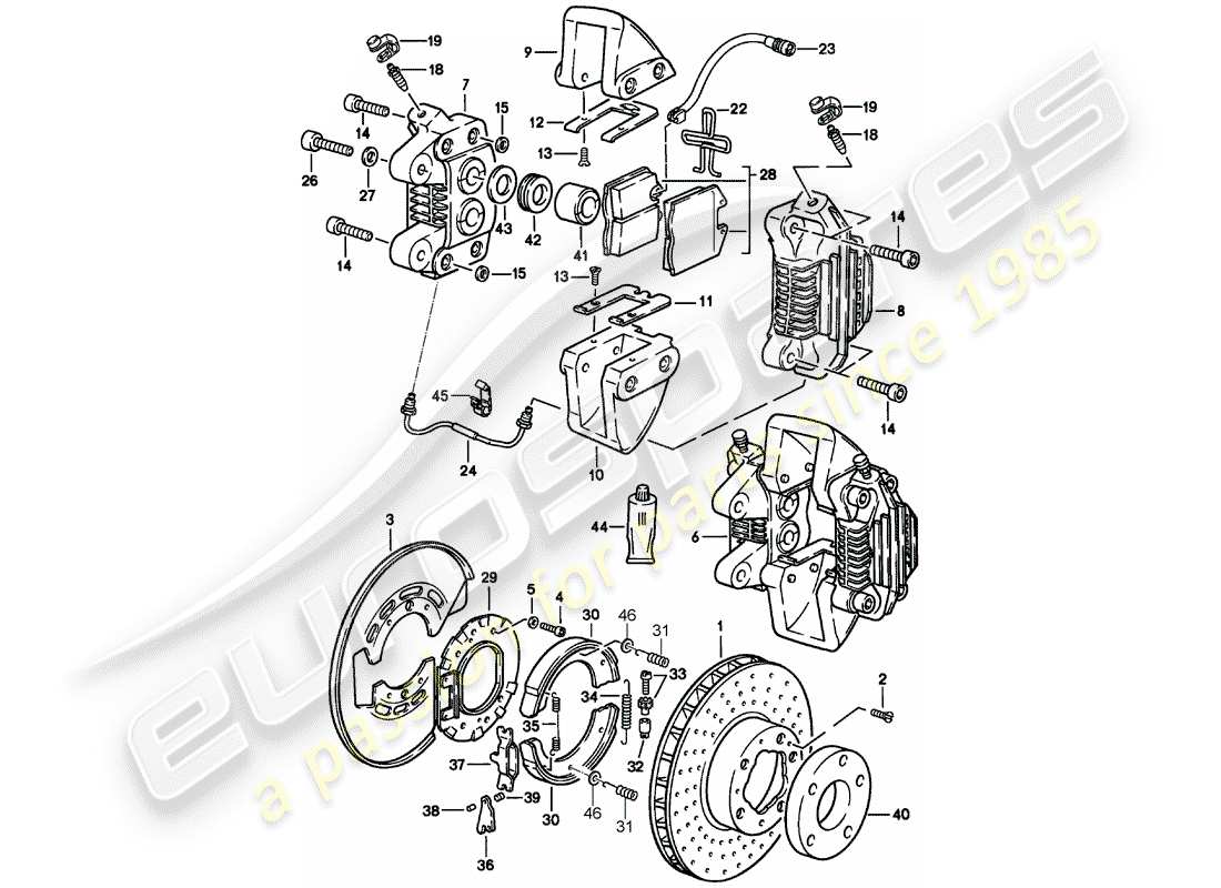 porsche 911 (1989) brake - rear axle part diagram