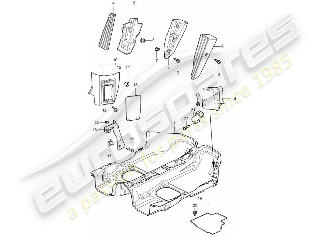 porsche boxster 987 (2006) interior equipment part diagram