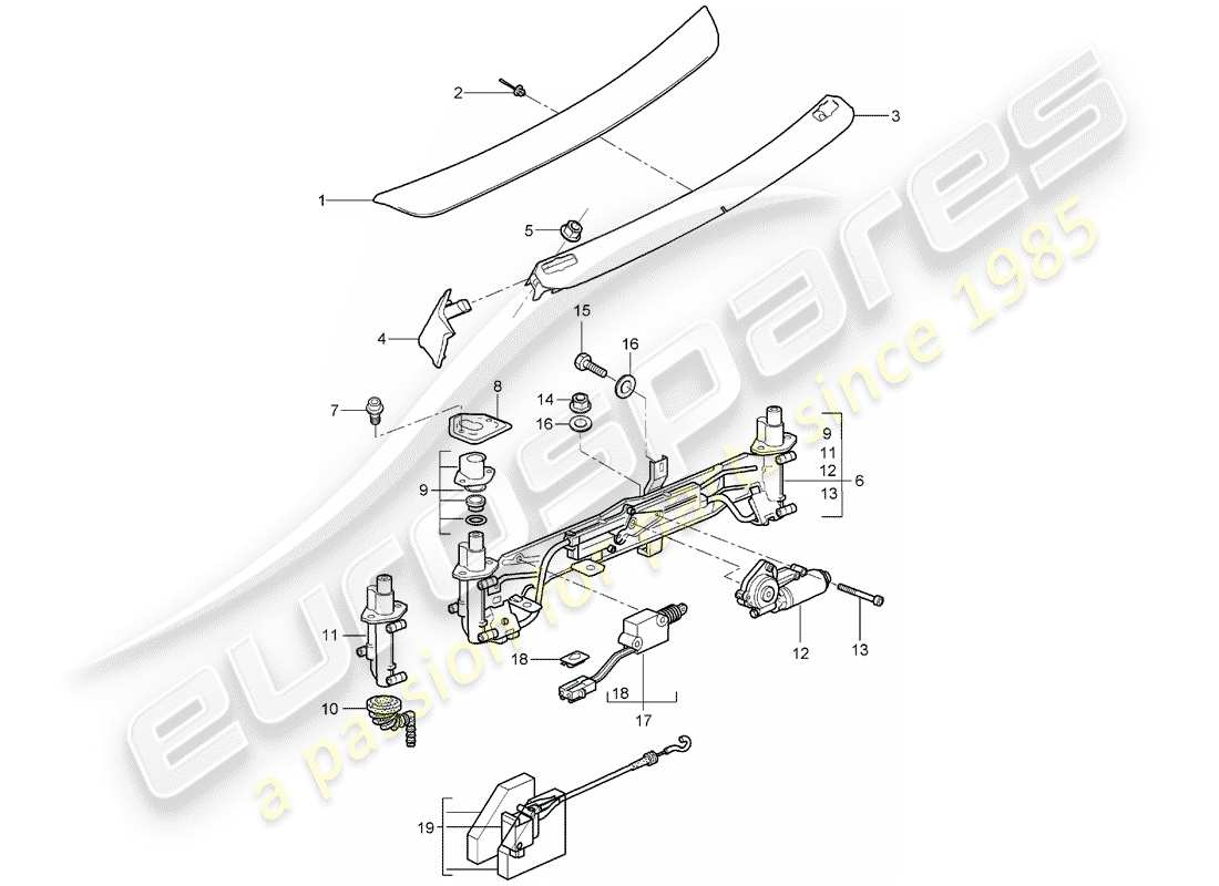 porsche boxster 987 (2007) rear spoiler part diagram