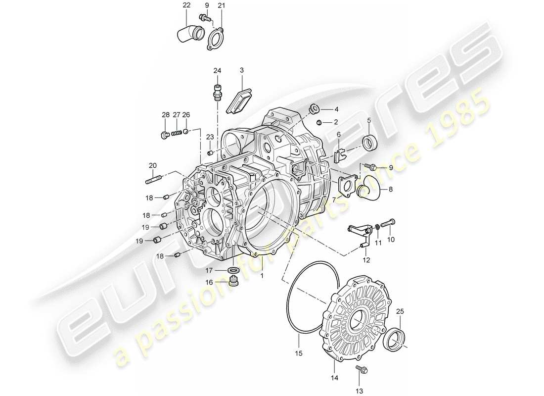 porsche 996 gt3 (2005) transmission case part diagram