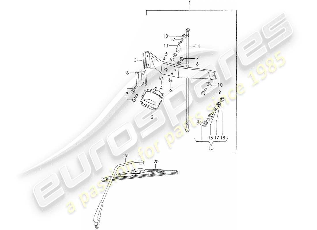 porsche 911 (1970) rear window wiper part diagram