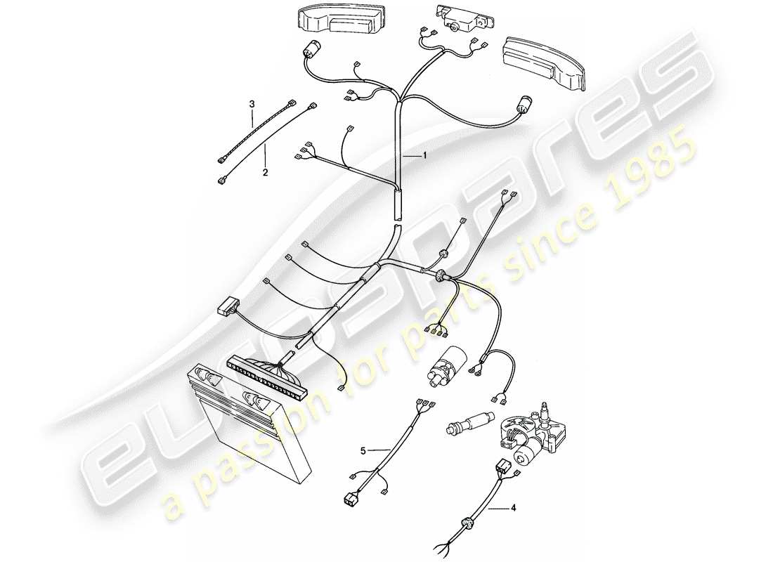 porsche 944 (1983) wiring harnesses - rear end part diagram