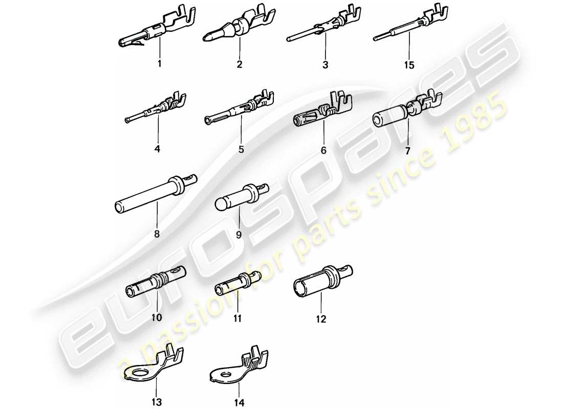 porsche 924s (1988) pin (male) terminal - contact pin - cable shoe part diagram