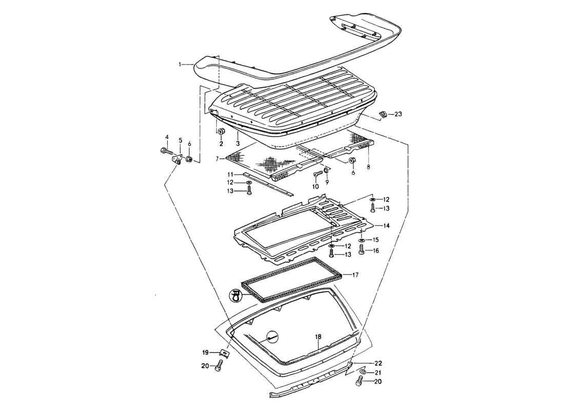 porsche 964 (1994) rear spoiler part diagram