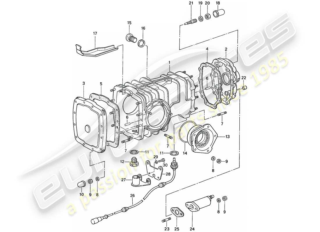 porsche 959 (1987) front axle differential part diagram