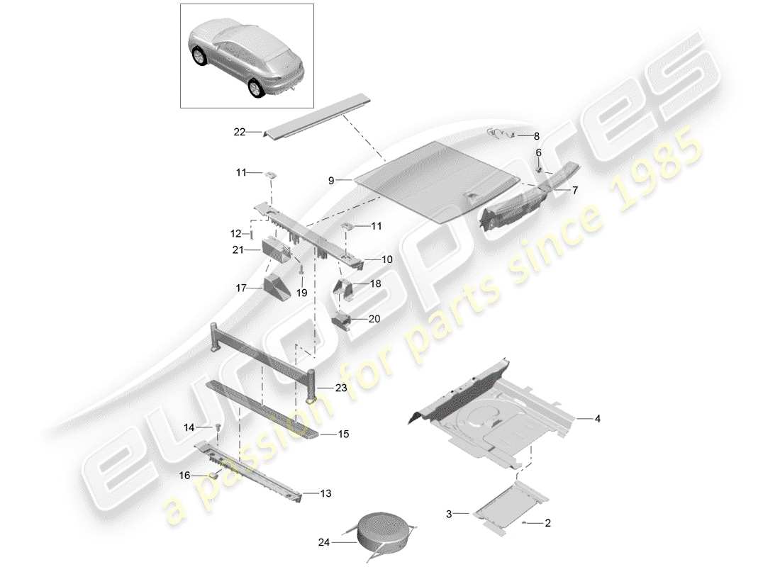 porsche macan (2014) lining part diagram