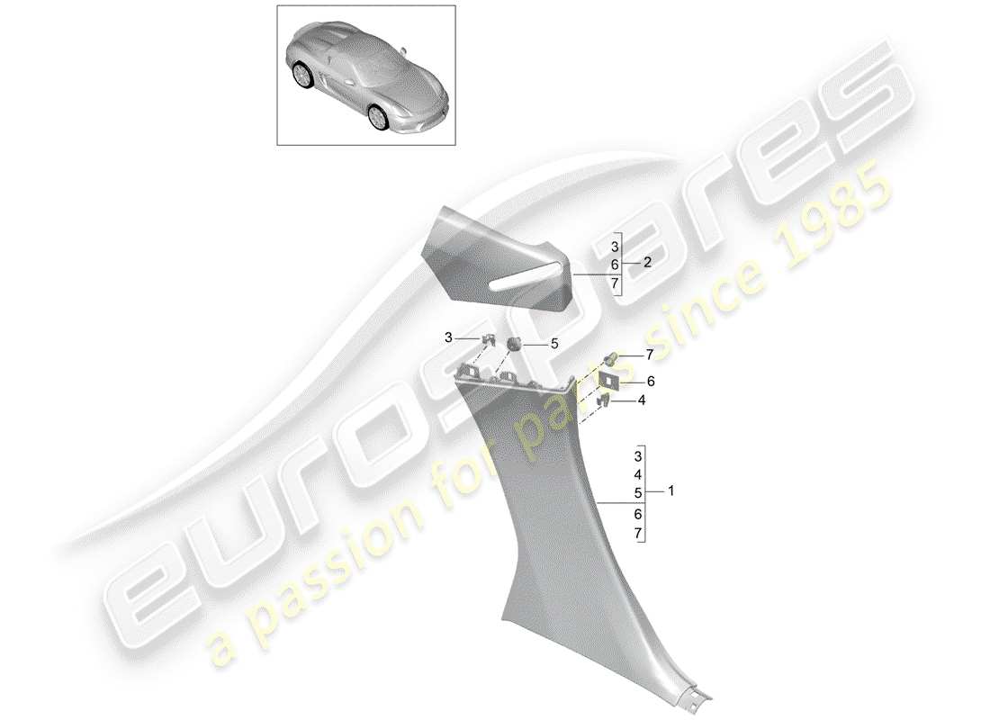 porsche boxster spyder (2016) trims part diagram