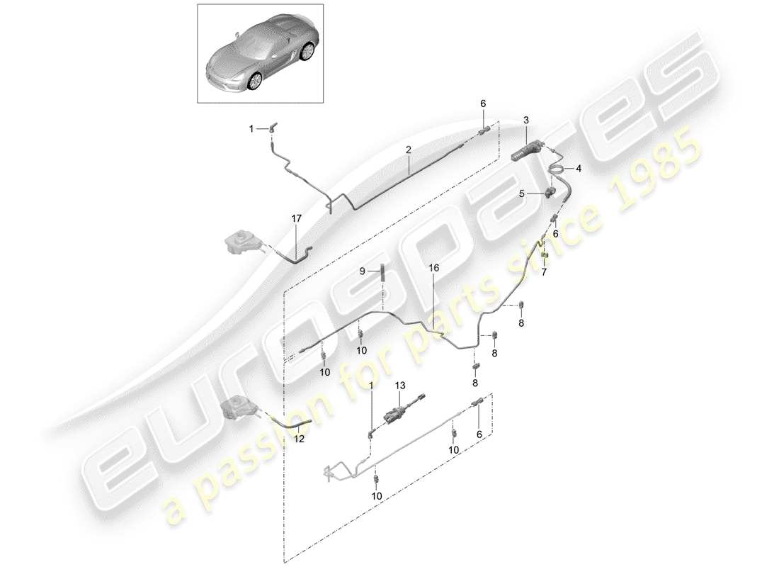 porsche boxster spyder (2016) hydraulic clutch part diagram