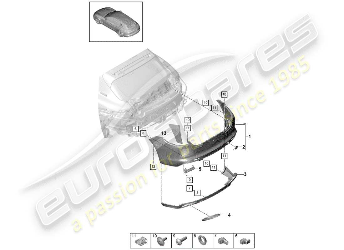 porsche panamera 971 (2020) bumper part diagram