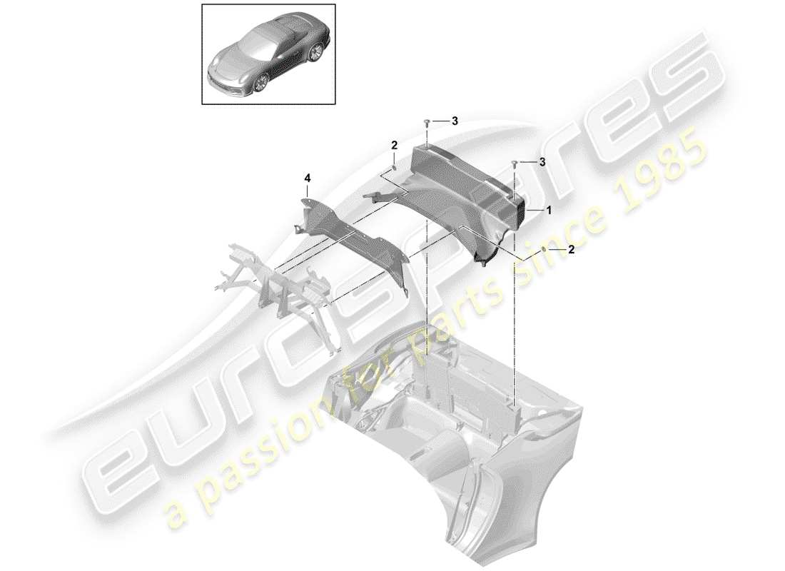 porsche 991r/gt3/rs (2018) tray part diagram