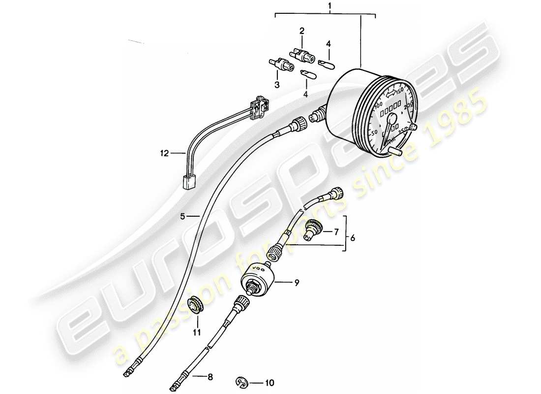 porsche 924s (1986) speedometer part diagram