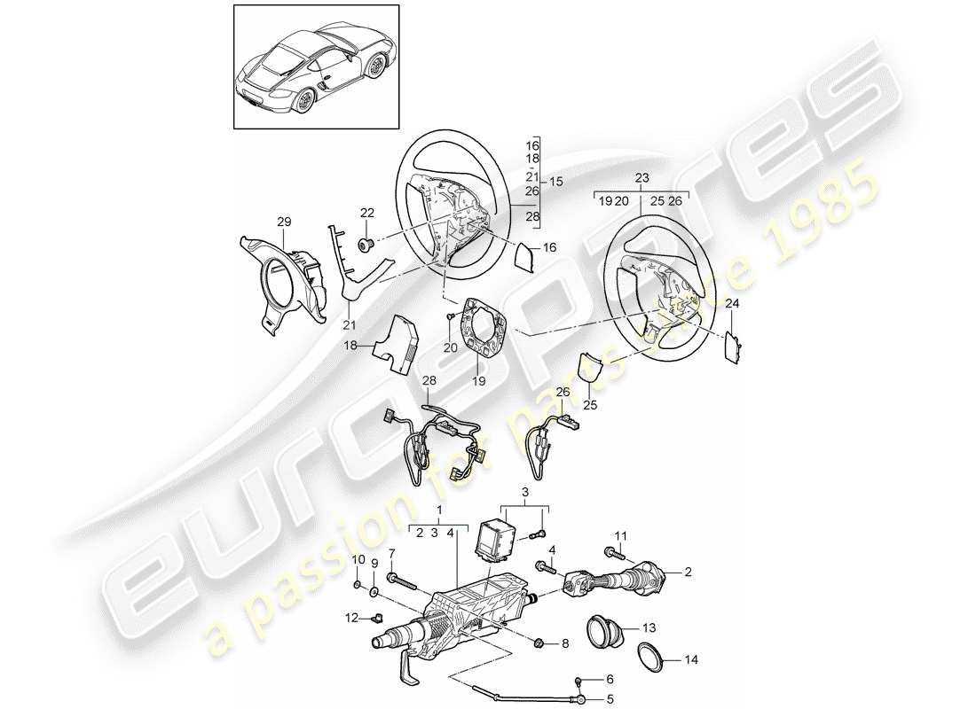 porsche cayman 987 (2009) steering protective pipe part diagram